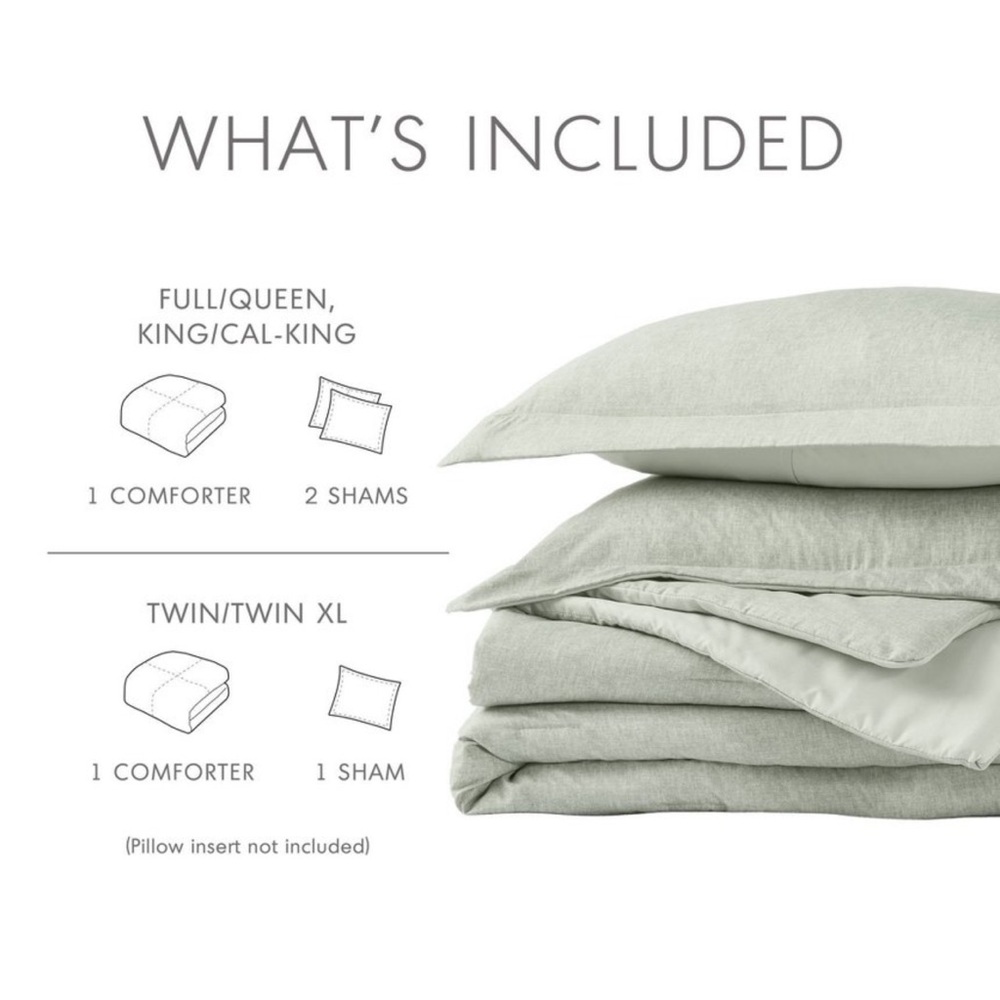 New OEKO-TEX Certified Twin/Twin Extra Long Camden Comforter Set Sage Green - Picture 5 of 8